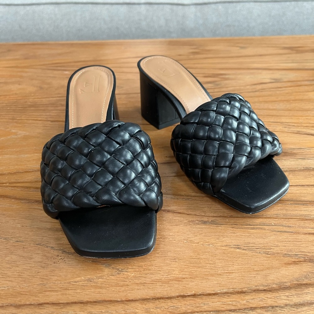 Flattered brand Black Woven Slide Sandals